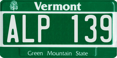 VT license plate ALP139