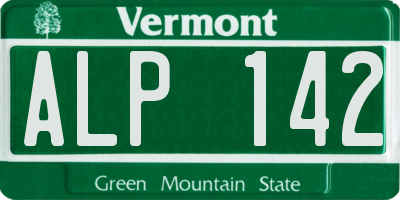 VT license plate ALP142