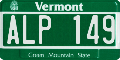 VT license plate ALP149