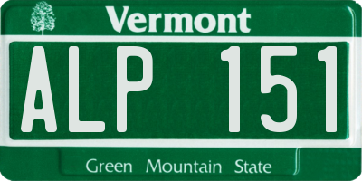 VT license plate ALP151