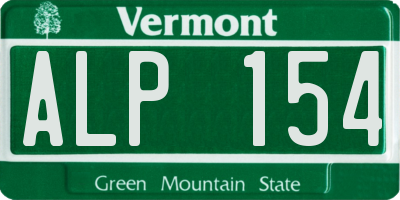 VT license plate ALP154