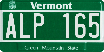 VT license plate ALP165