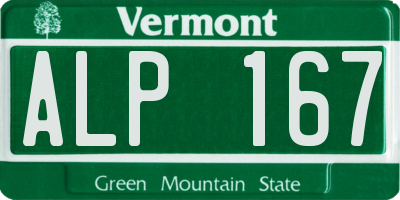 VT license plate ALP167