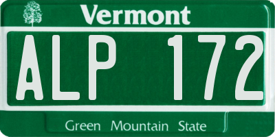VT license plate ALP172