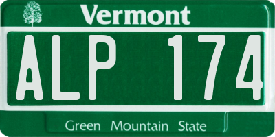 VT license plate ALP174