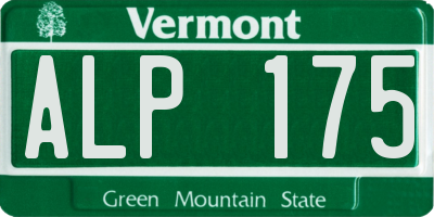 VT license plate ALP175