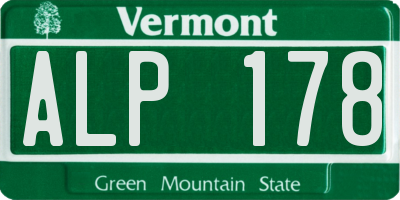 VT license plate ALP178