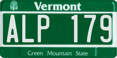 VT license plate ALP179