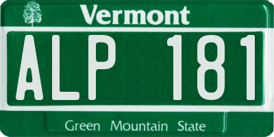 VT license plate ALP181