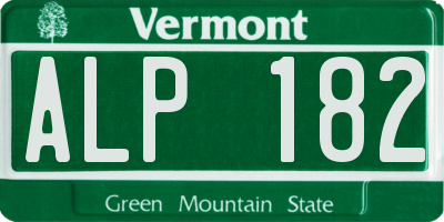 VT license plate ALP182