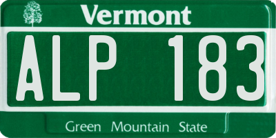VT license plate ALP183
