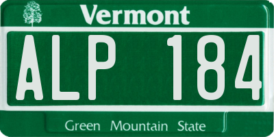 VT license plate ALP184