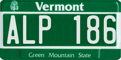 VT license plate ALP186