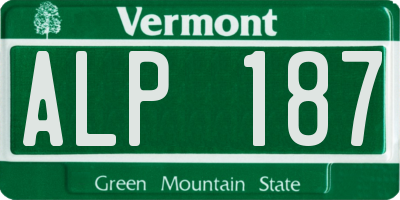 VT license plate ALP187