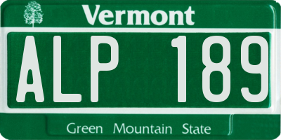 VT license plate ALP189
