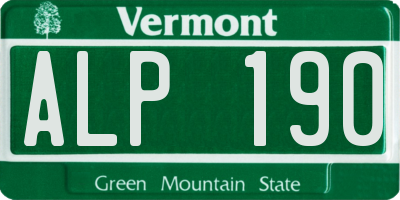 VT license plate ALP190