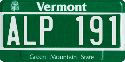 VT license plate ALP191