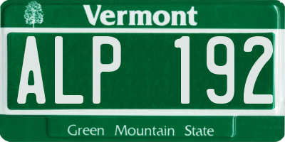 VT license plate ALP192