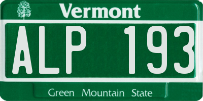 VT license plate ALP193