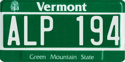 VT license plate ALP194