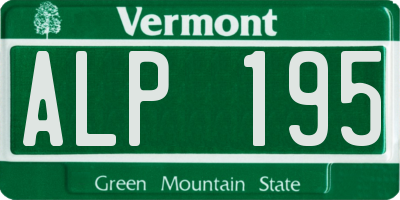 VT license plate ALP195