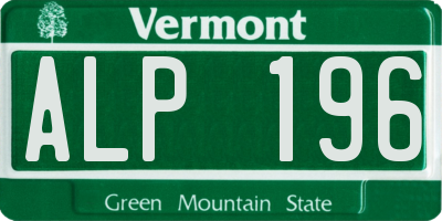VT license plate ALP196