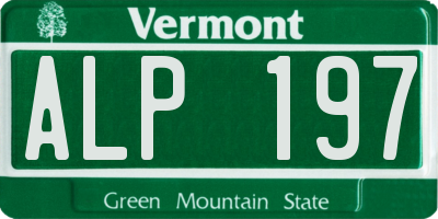 VT license plate ALP197