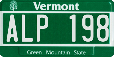 VT license plate ALP198