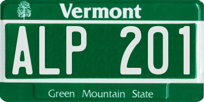 VT license plate ALP201