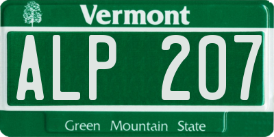 VT license plate ALP207