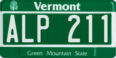 VT license plate ALP211