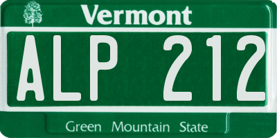 VT license plate ALP212