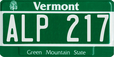 VT license plate ALP217
