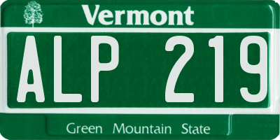 VT license plate ALP219