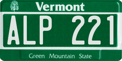 VT license plate ALP221