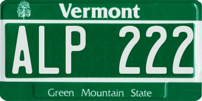 VT license plate ALP222