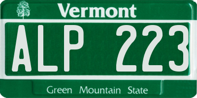 VT license plate ALP223