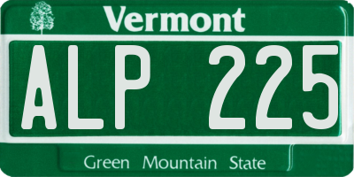 VT license plate ALP225