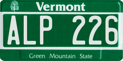 VT license plate ALP226