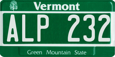VT license plate ALP232