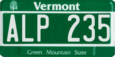 VT license plate ALP235