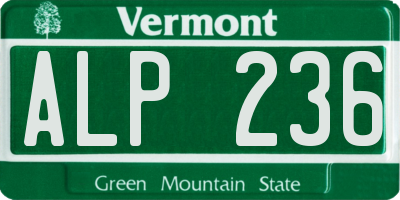 VT license plate ALP236