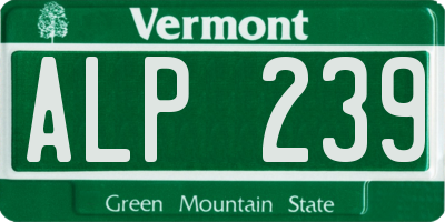VT license plate ALP239