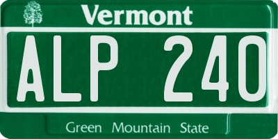 VT license plate ALP240