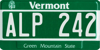 VT license plate ALP242