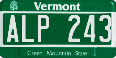 VT license plate ALP243