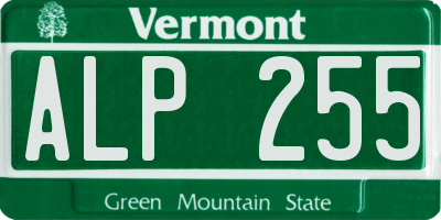 VT license plate ALP255