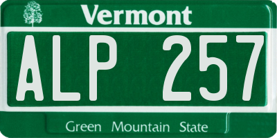 VT license plate ALP257