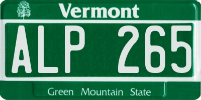 VT license plate ALP265
