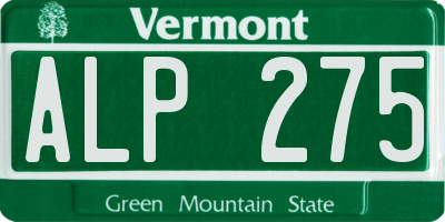 VT license plate ALP275
